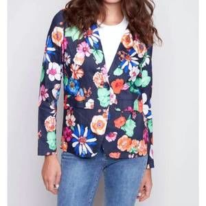 NEW CHARLIE B printed linen blazer in gardenia